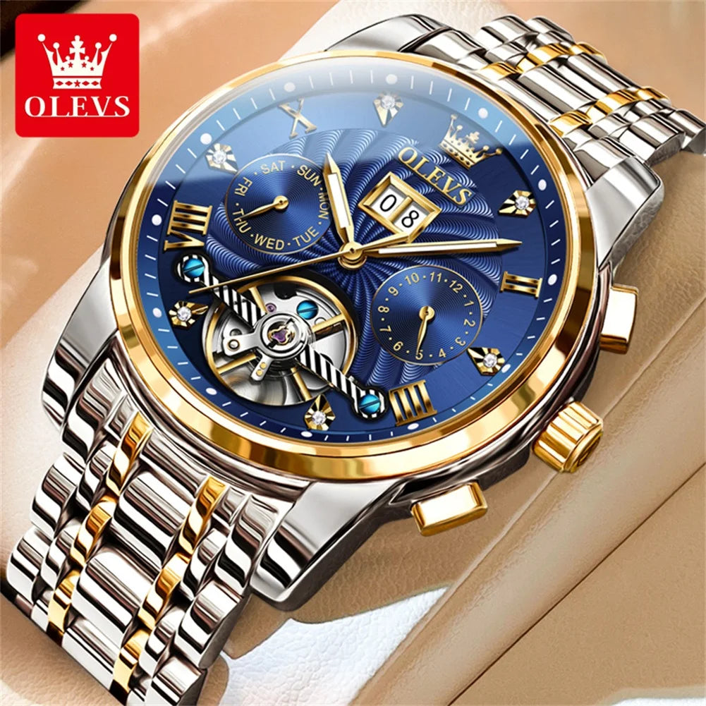 OLEVS Luxury Men's Watch - Classic Tourbillon Automatic Timepieces.