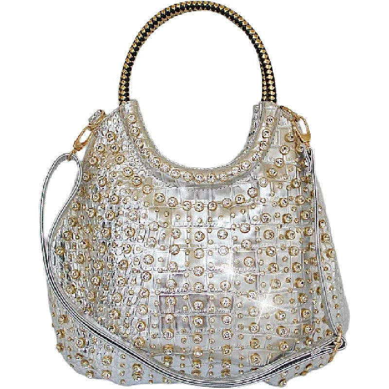 2025 Luxury Fashion Diamonds Women Handbags Genuine Leather Shoulder Bag