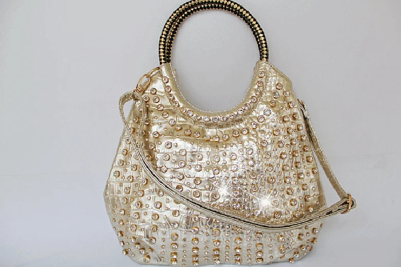 2025 Luxury Fashion Diamonds Women Handbags Genuine Leather Shoulder Bag