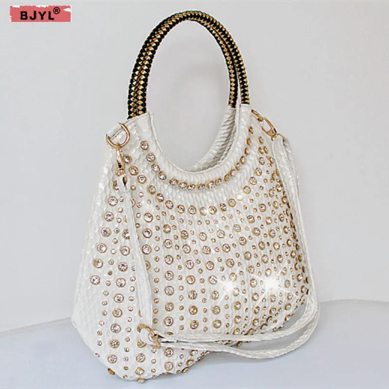 2025 Luxury Fashion Diamonds Women Handbags Genuine Leather Shoulder Bag