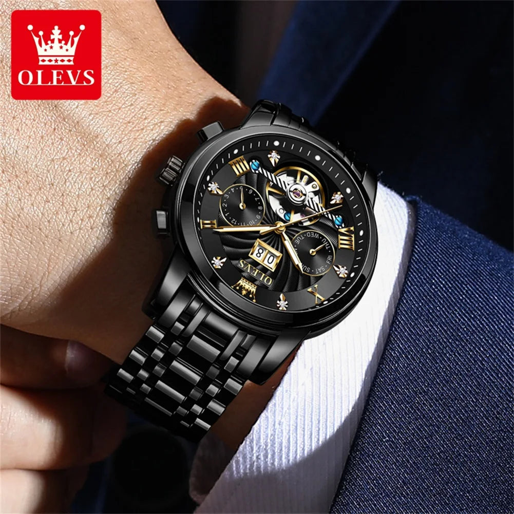 OLEVS Luxury Men's Watch - Classic Tourbillon Automatic Timepieces.