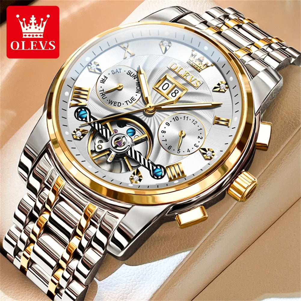 OLEVS Luxury Men's Watch - Classic Tourbillon Automatic Timepieces.