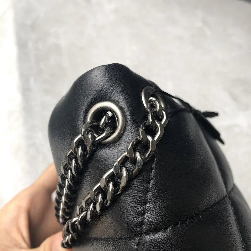 Women's Elegant Sheepskin Chain Bag- Designer Leather Messenger Handbag