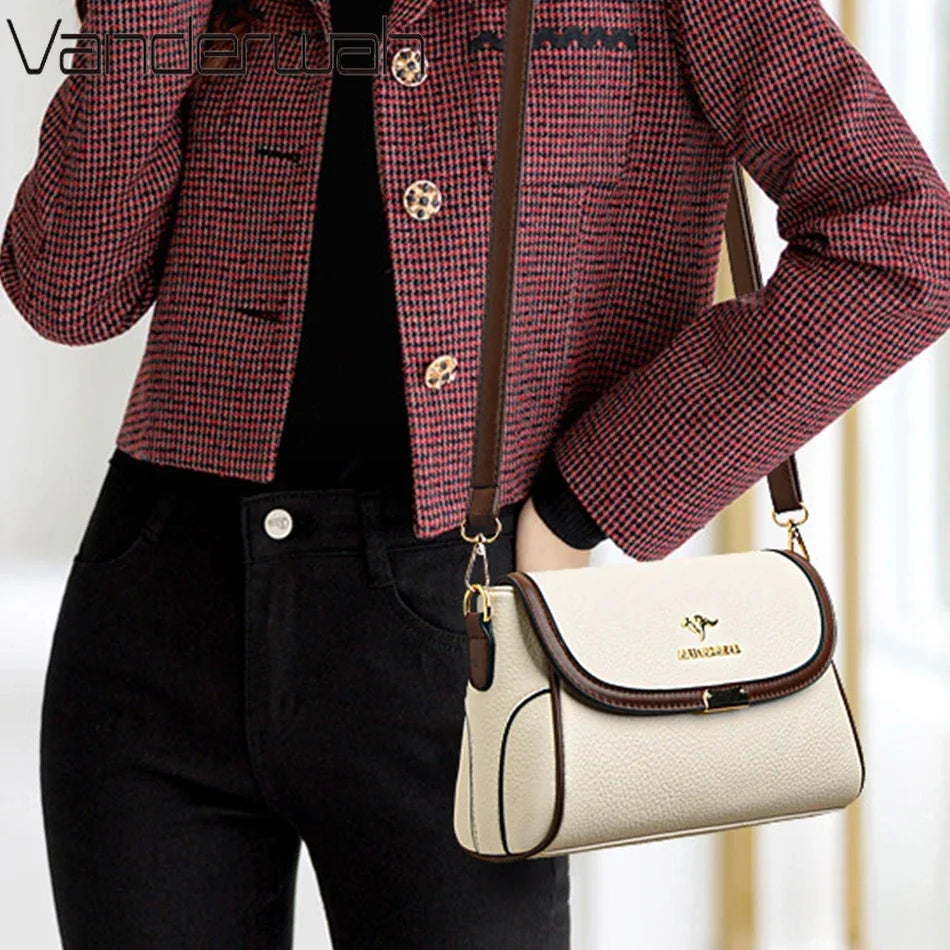 Solid Color High Quality Leather Small Shoulder Bags for Women 2024