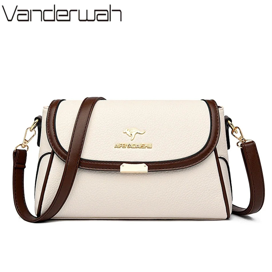 Solid Color High Quality Leather Small Shoulder Bags for Women 2024