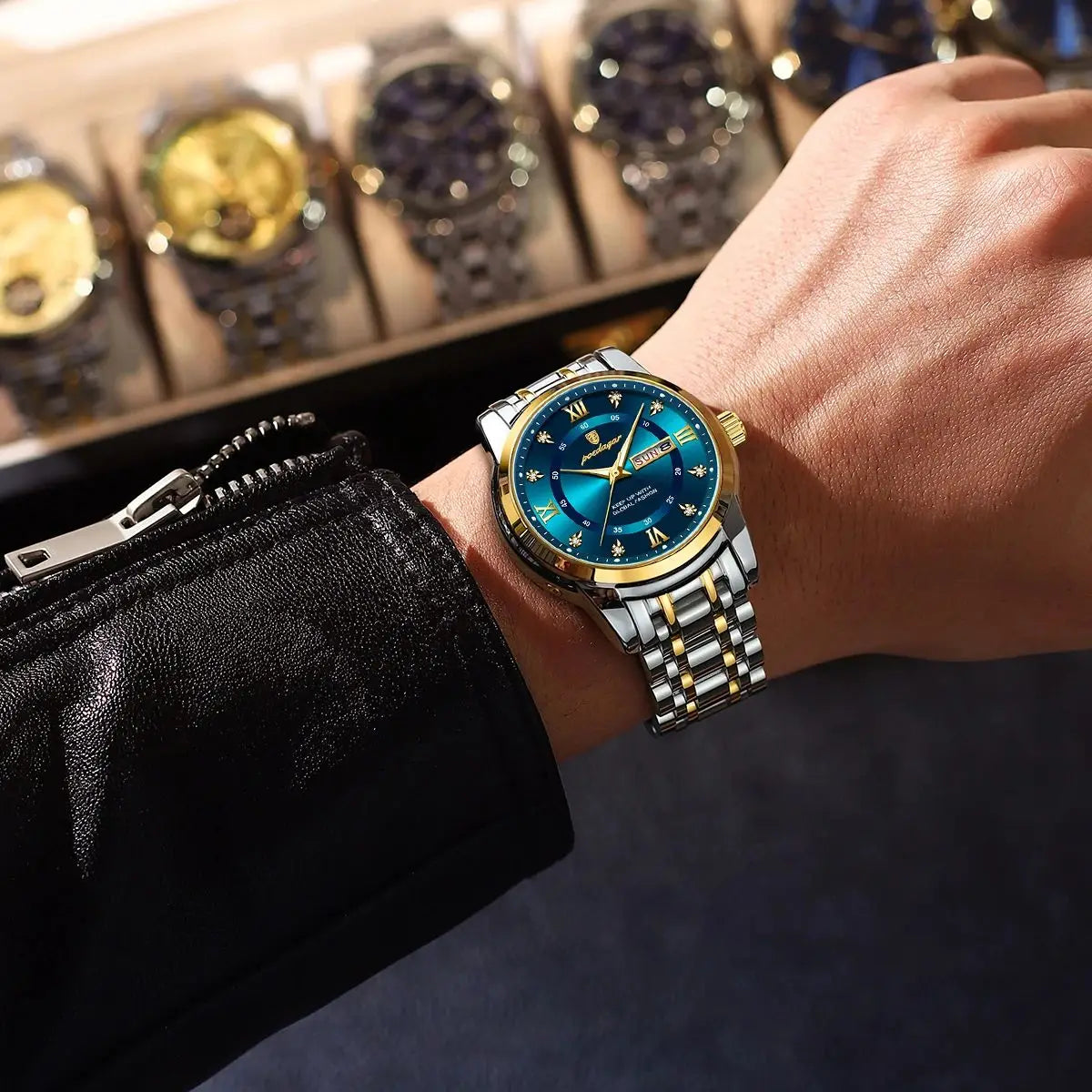 POEDAGAR Luxury Watch for Man Elegant Date Week Waterproof Luminous Men Watch Quartz Stainless Steel j
