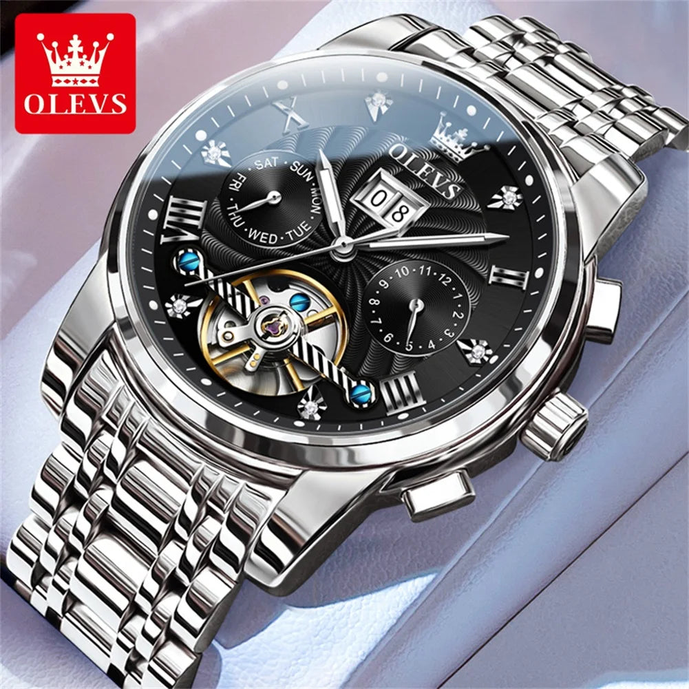 OLEVS Luxury Men's Watch - Classic Tourbillon Automatic Timepieces.