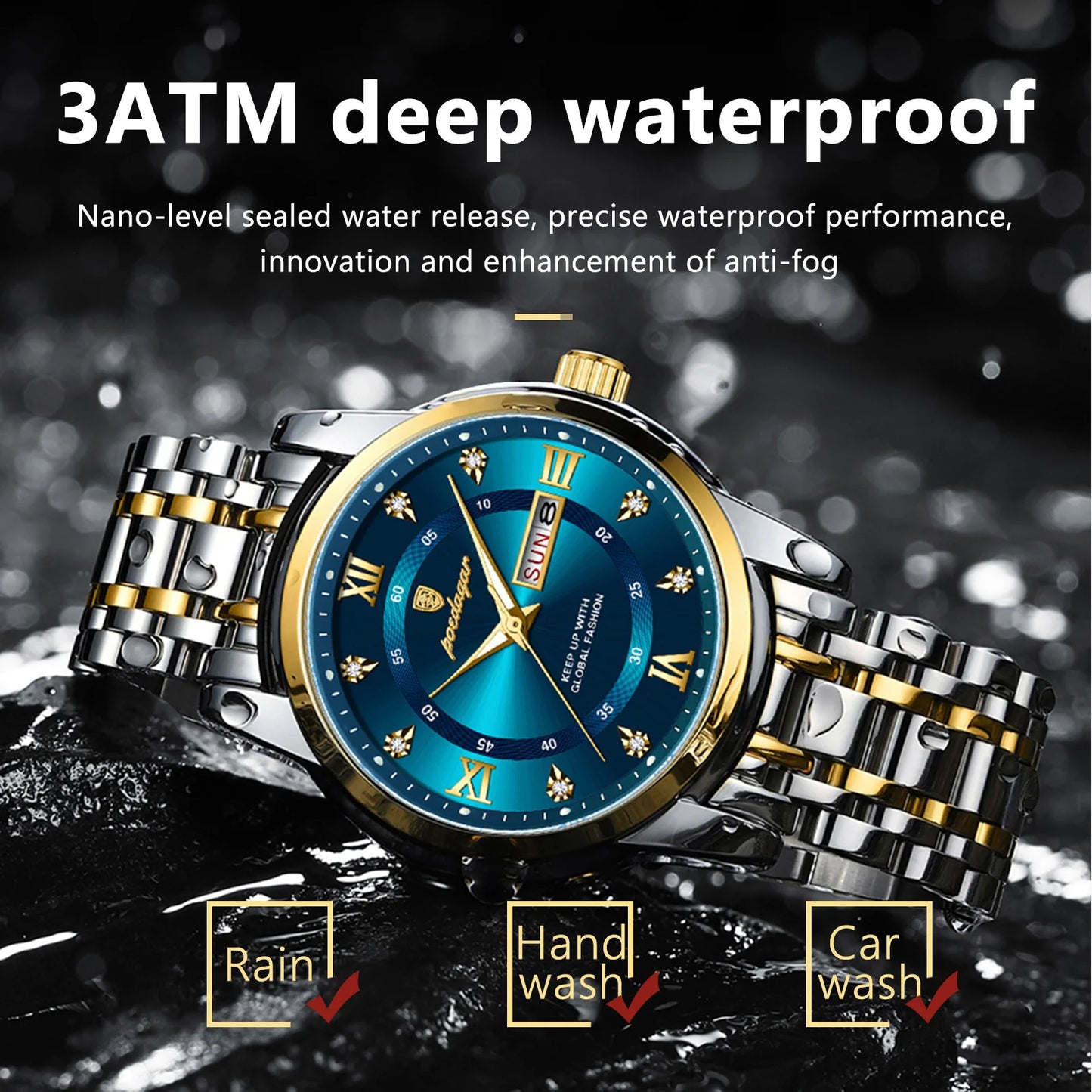 POEDAGAR Luxury Watch for Man Elegant Date Week Waterproof Luminous Men Watch Quartz Stainless Steel j