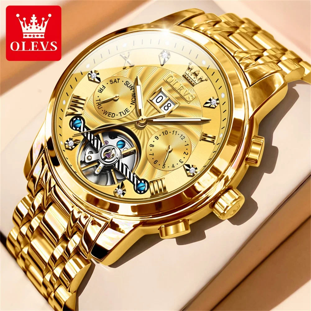 OLEVS Luxury Men's Watch - Classic Tourbillon Automatic Timepieces.