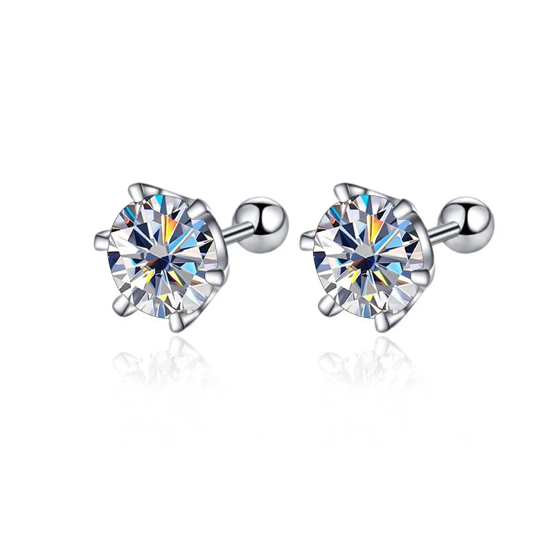 Moissanite Stud Earring - D Color 925 Sterling Silver for Women