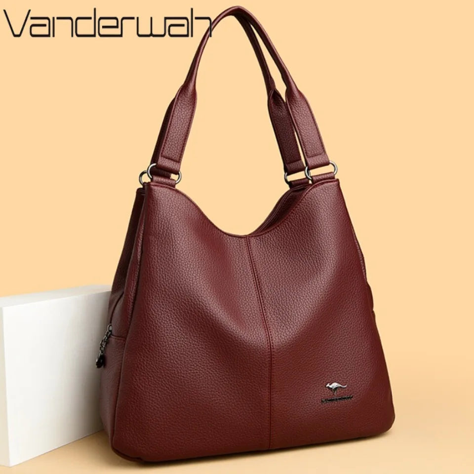 Top-handle Hobo Bag Leather Women Handbags Female Leisure Shoulder Bags