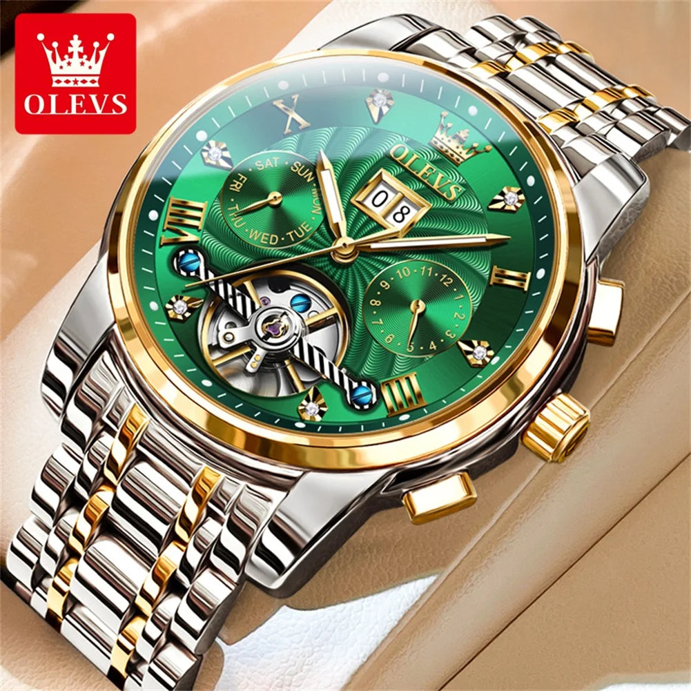 OLEVS Luxury Men's Watch - Classic Tourbillon Automatic Timepieces.