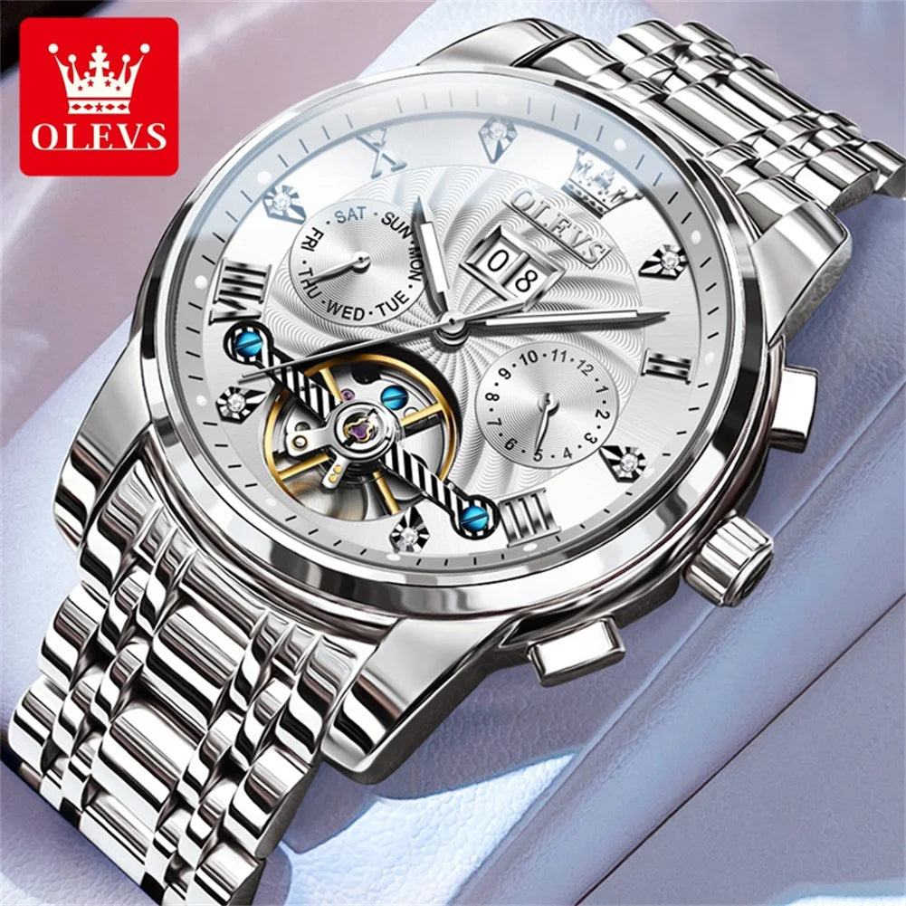 OLEVS Luxury Men's Watch - Classic Tourbillon Automatic Timepieces.