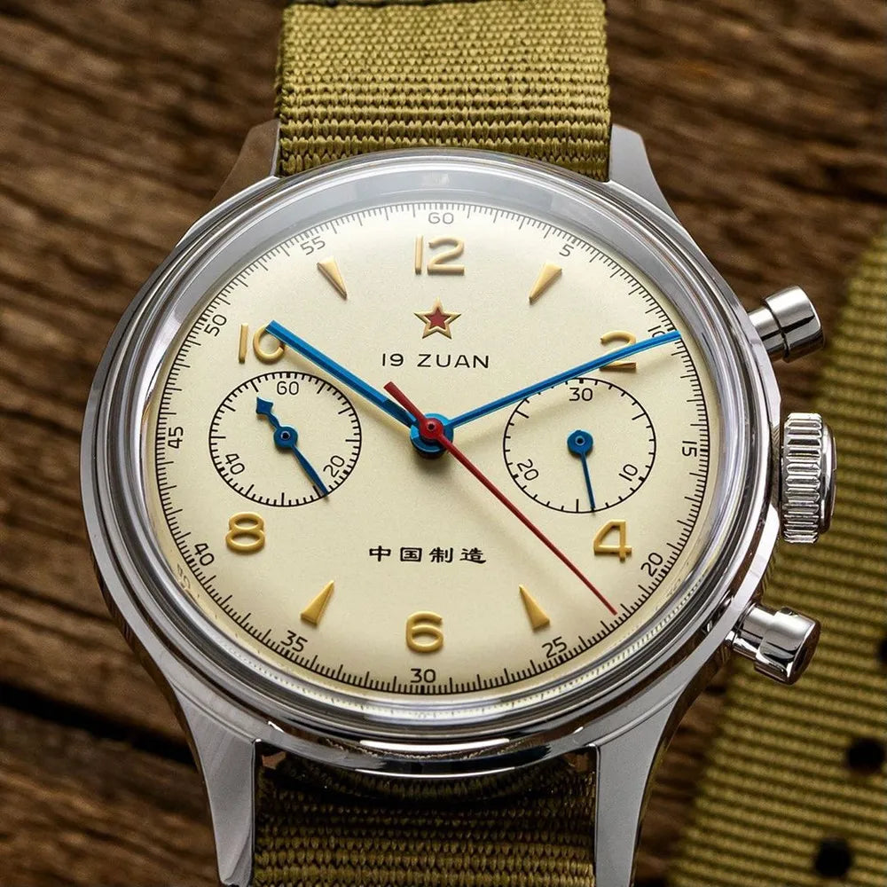 RED STAR 38mm 1963 Men's Chronograph Mechanical Watch - Pilot's Choice Aviation Timepieces.