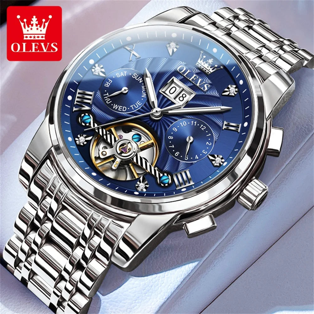 OLEVS Luxury Men's Watch - Classic Tourbillon Automatic Timepieces.