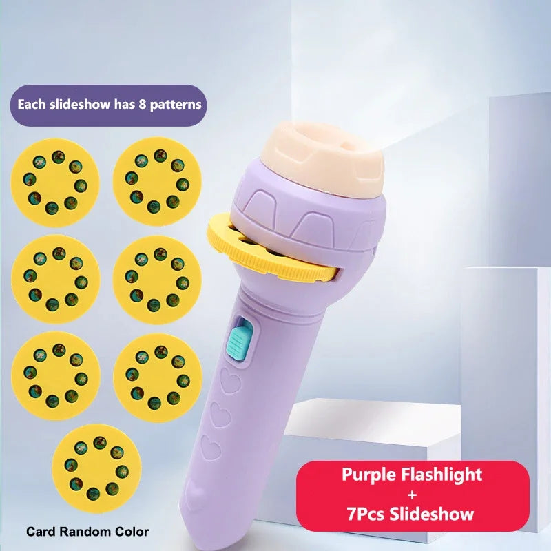 Flashlight Projector Toy-Cartoon Story Book Night Light for Kids
