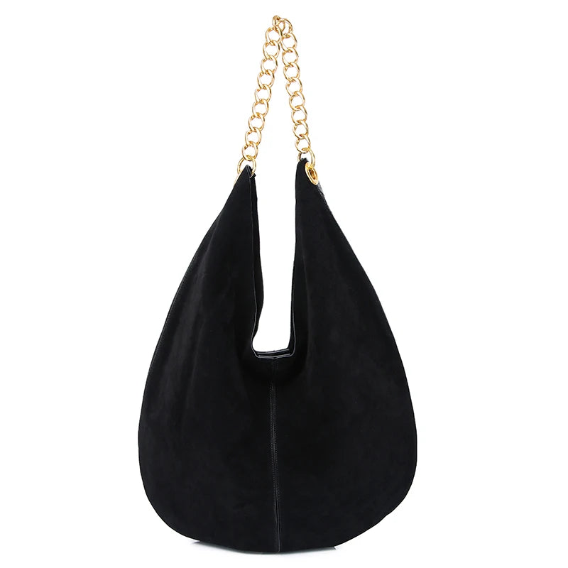Women's Genuine Leather Chain Bag - Large Capacity Cowhide Shoulder Bag