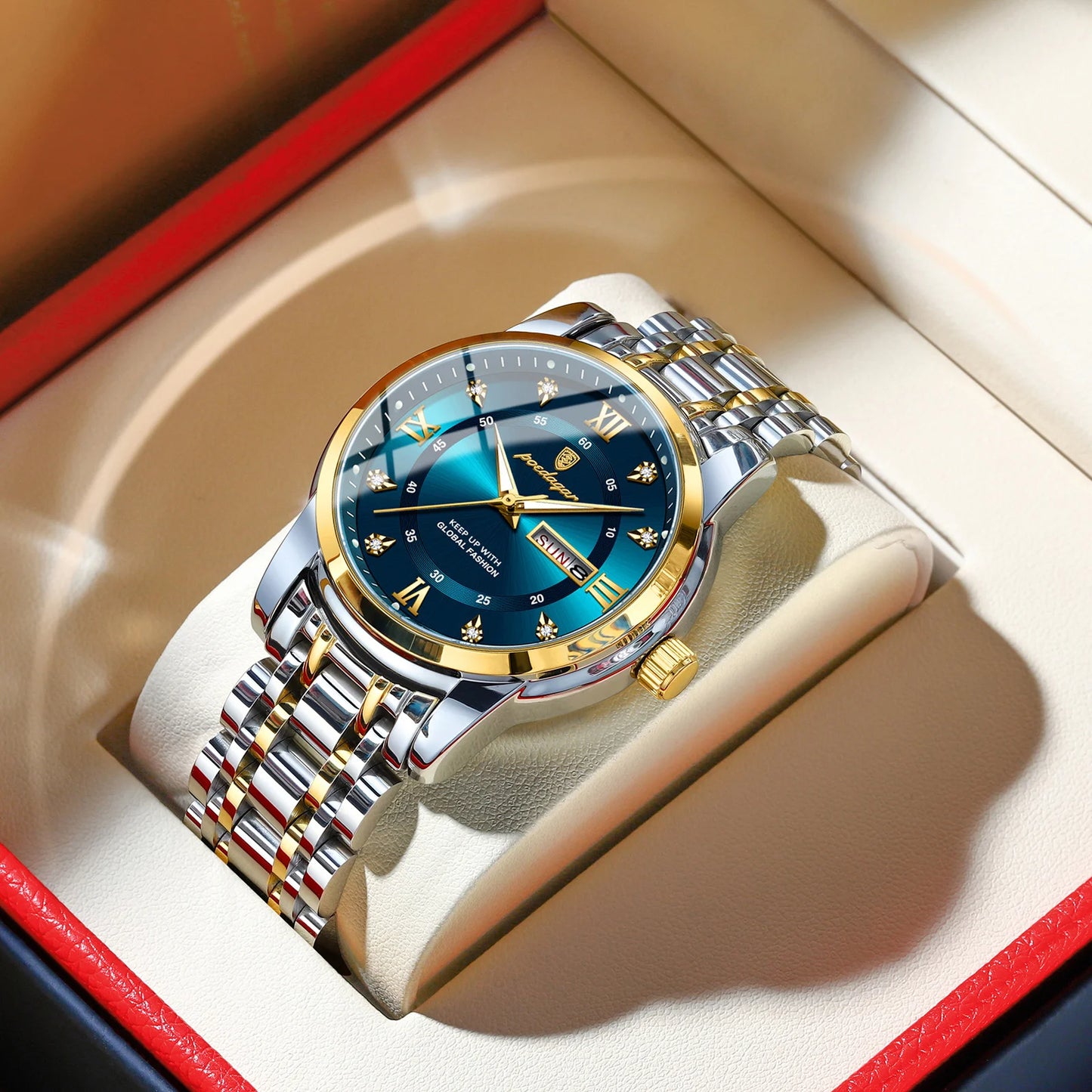 POEDAGAR Luxury Watch for Man Elegant Date Week Waterproof Luminous Men Watch Quartz Stainless Steel j