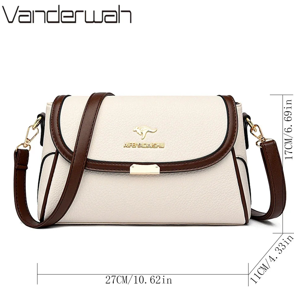 Solid Color High Quality Leather Small Shoulder Bags for Women 2024