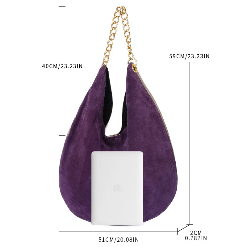 Women's Genuine Leather Chain Bag - Large Capacity Cowhide Shoulder Bag