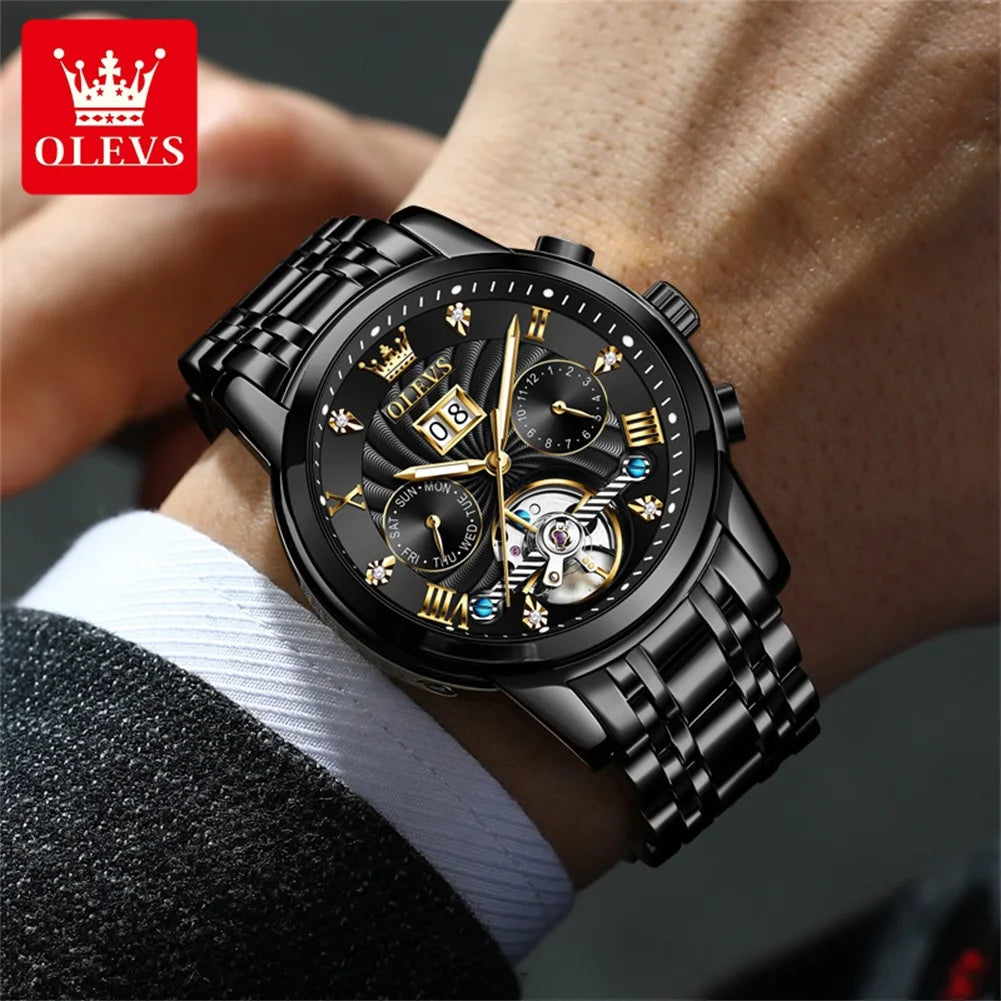 OLEVS Luxury Men's Watch - Classic Tourbillon Automatic Timepieces.