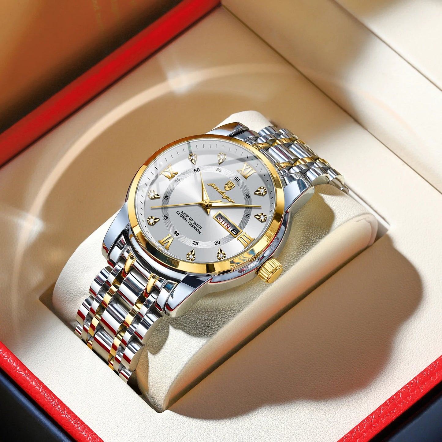 POEDAGAR Luxury Watch for Man Elegant Date Week Waterproof Luminous Men Watch Quartz Stainless Steel j