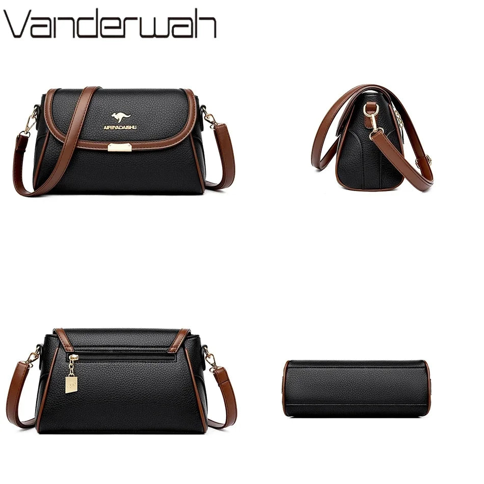 Solid Color High Quality Leather Small Shoulder Bags for Women 2024