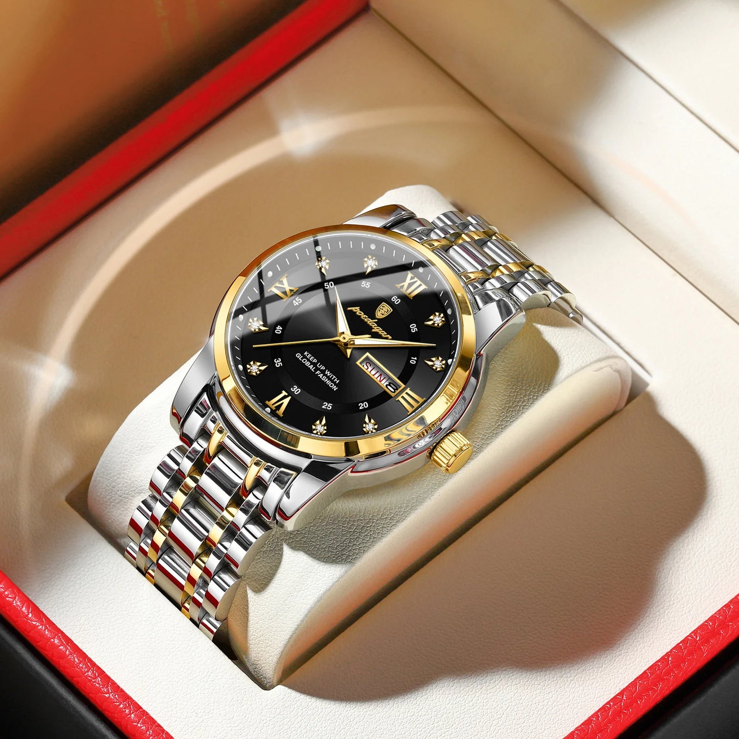 POEDAGAR Luxury Watch for Man Elegant Date Week Waterproof Luminous Men Watch Quartz Stainless Steel j