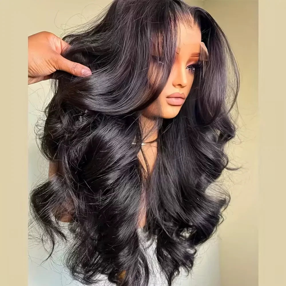 13x4 HD Lace Front Wig 300% Density Curly Body Wave Peruvian Human Hair Pre-Plucked with Baby Hair