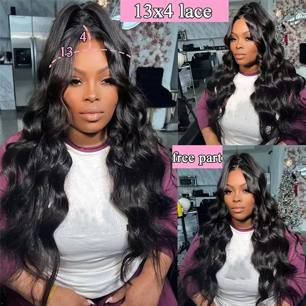 13x4 HD Lace Front Wig 300% Density Curly Body Wave Peruvian Human Hair Pre-Plucked with Baby Hair