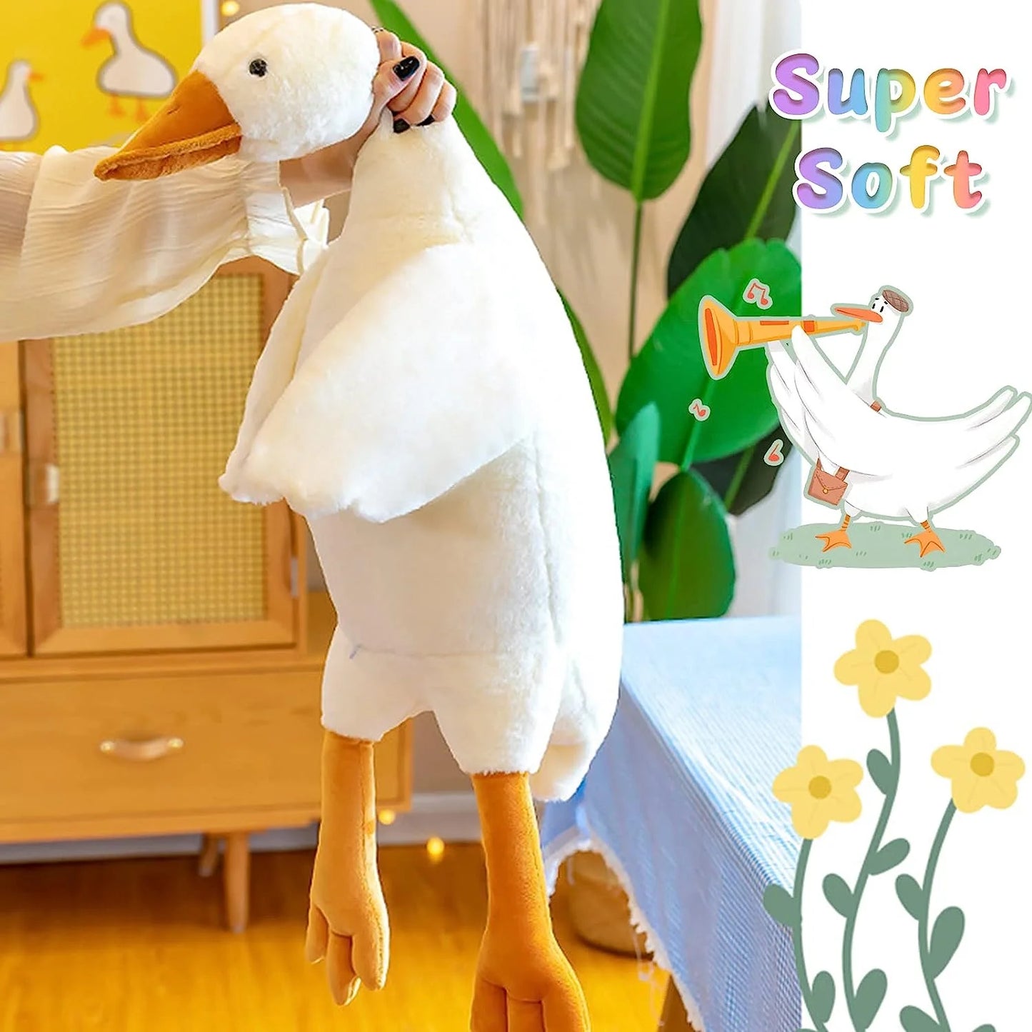 Goose Plush Stuffed Animal - Cute Duck & Swan Hugging Pillow for Room Decor & Birthday Gift