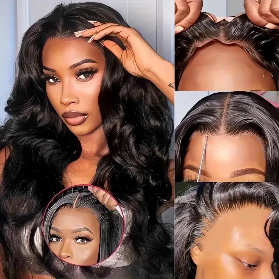 Body Wave Glueless Wig 100% Brazilian Remy Human Hair 4x4 & %x5 Lace 180 & 200 Density 18- 38 Inches