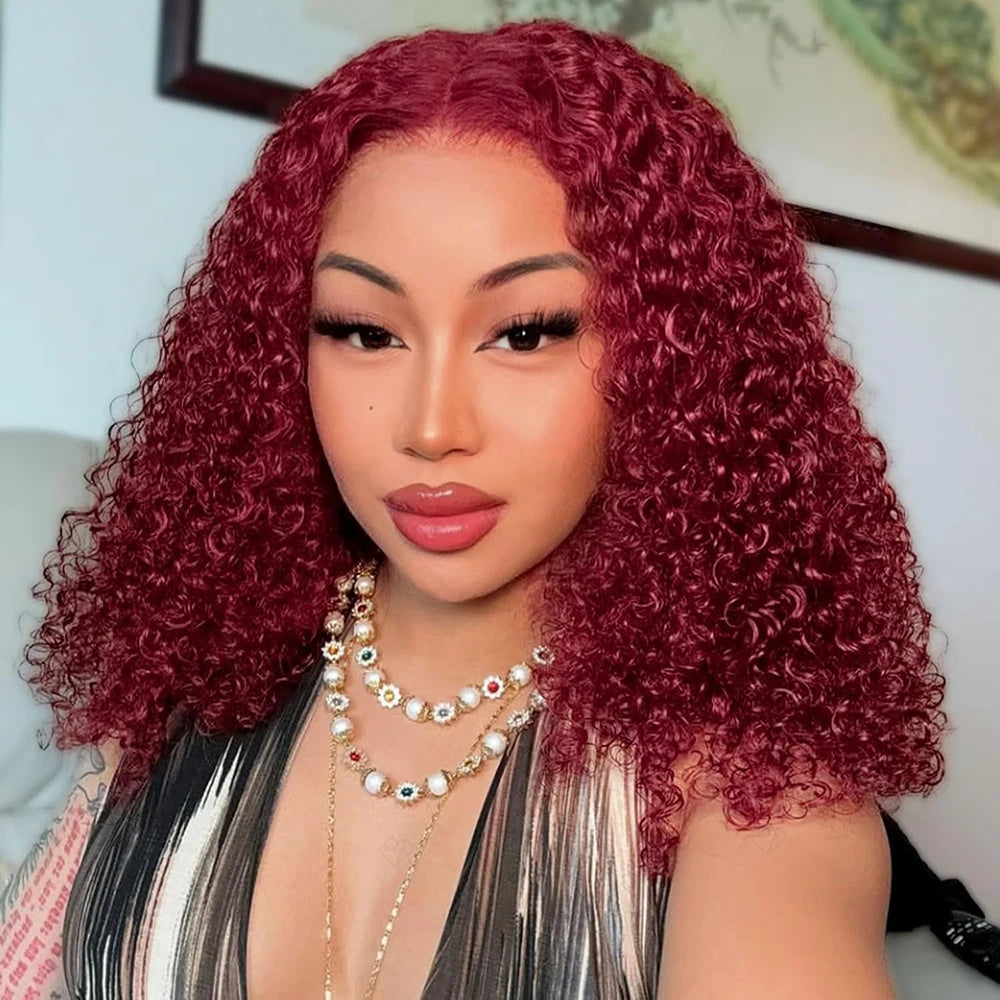 Kinky Curly Bob Wig-13x4 Lace Front Human Wig for Women