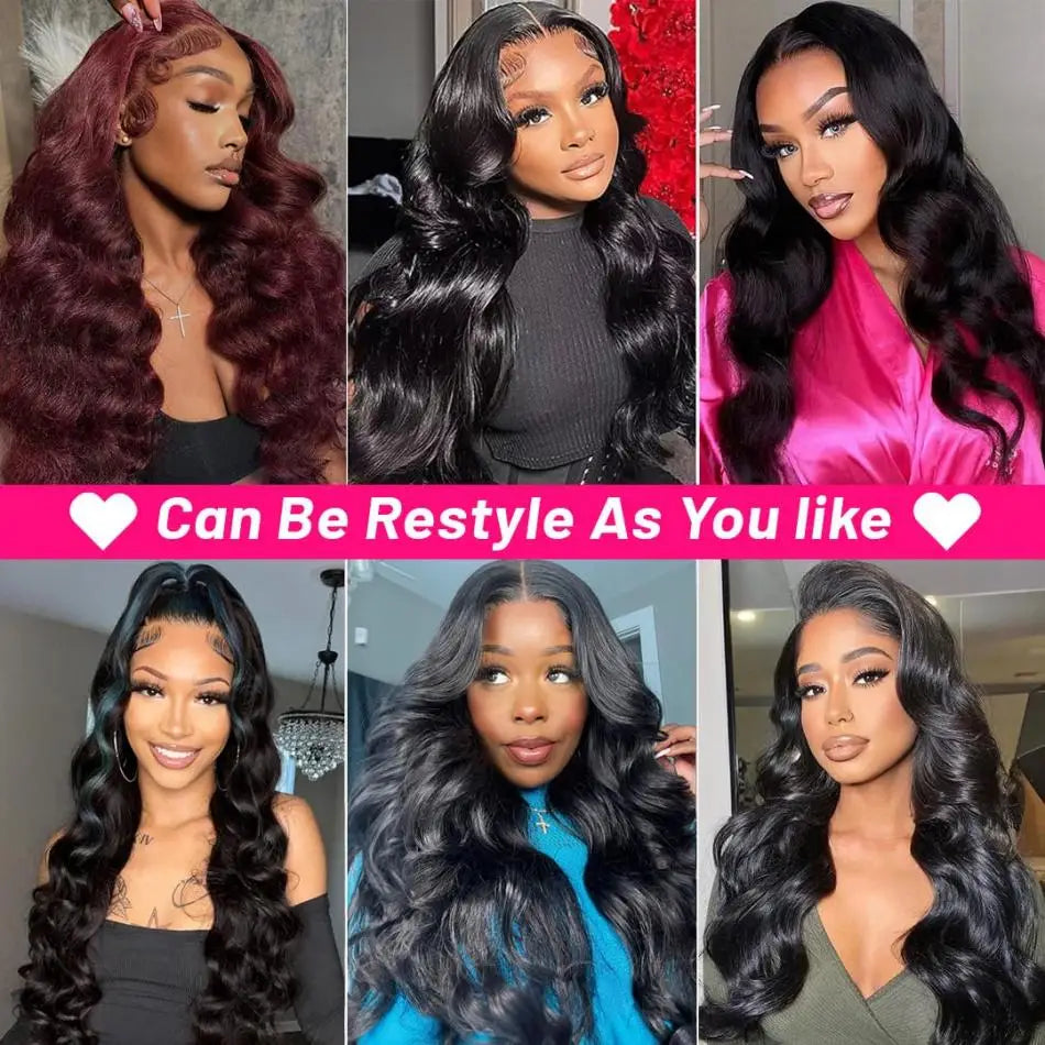 Body Wave Glueless Wig 100% Brazilian Remy Human Hair 4x4 & %x5 Lace 180 & 200 Density 18- 38 Inches