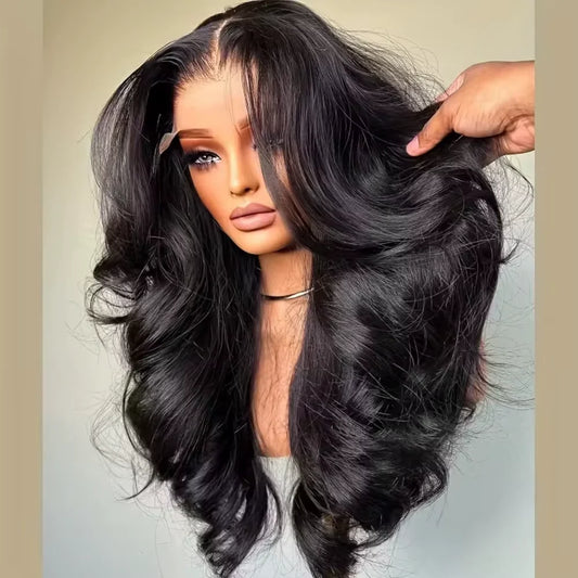 13x4 HD Lace Front Wig 300% Density Curly Body Wave Peruvian Human Hair Pre-Plucked with Baby Hair
