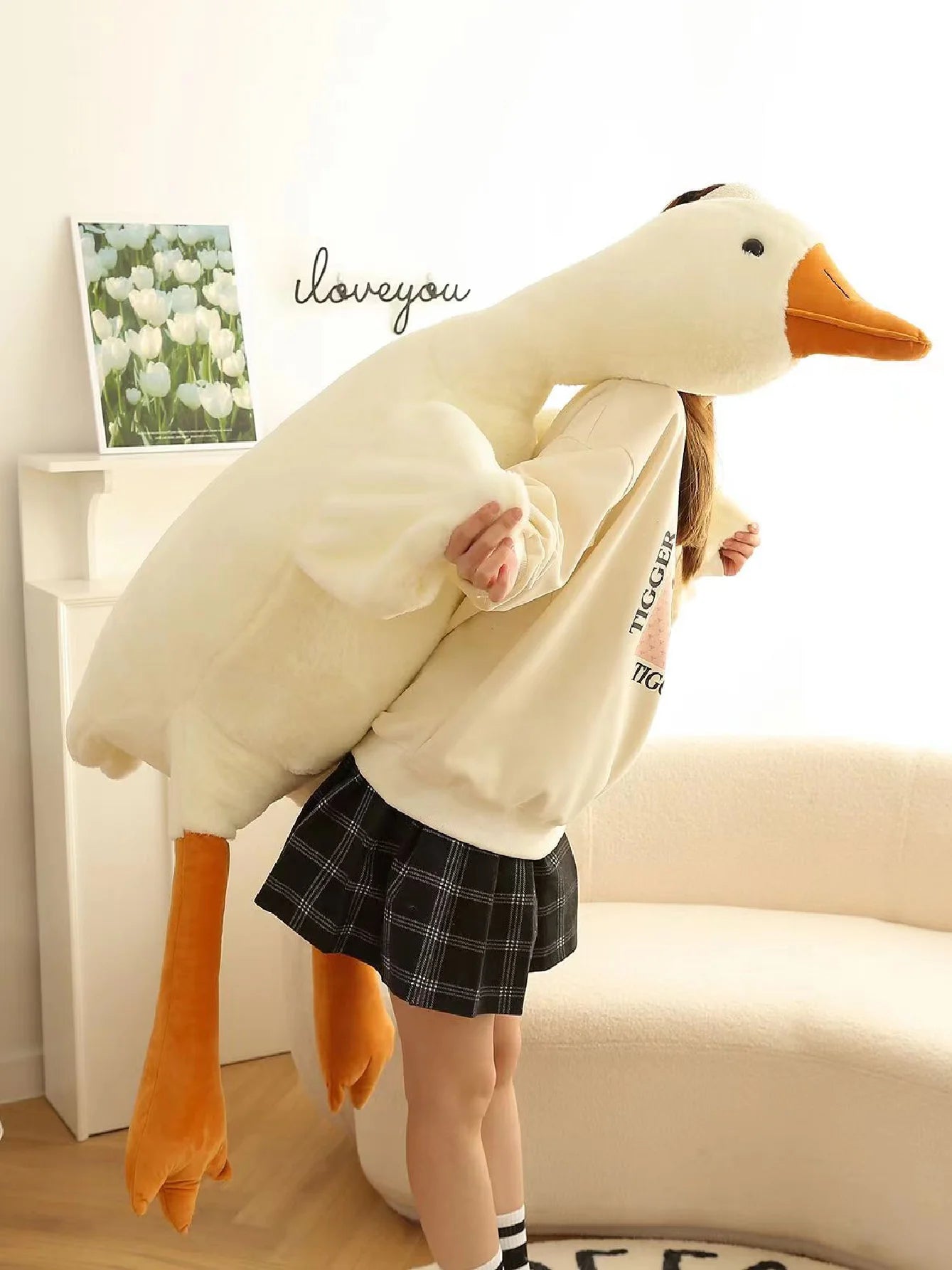 Goose Plush Stuffed Animal - Cute Duck & Swan Hugging Pillow for Room Decor & Birthday Gift