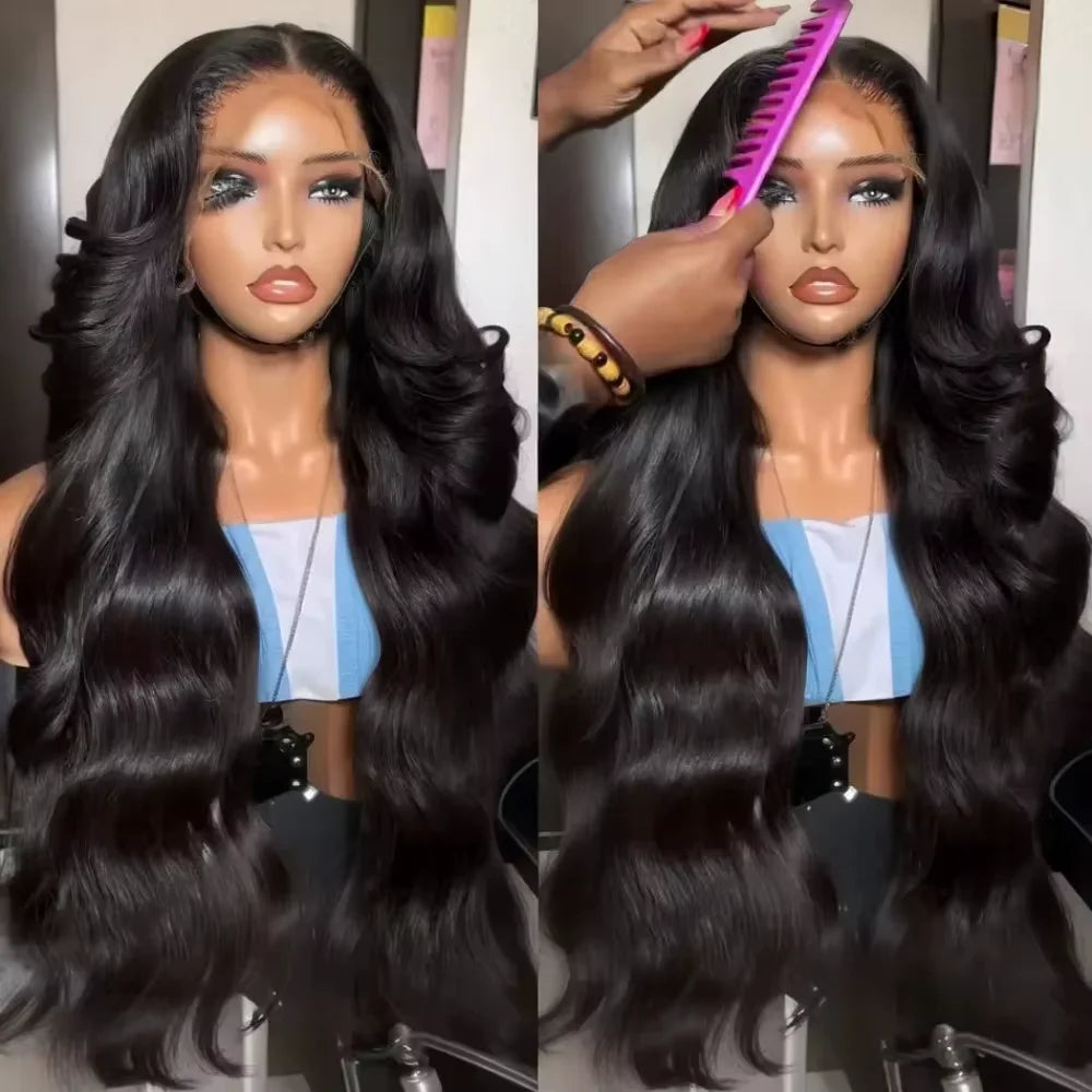 13x4 HD Lace Front Wig 300% Density Curly Body Wave Peruvian Human Hair Pre-Plucked with Baby Hair