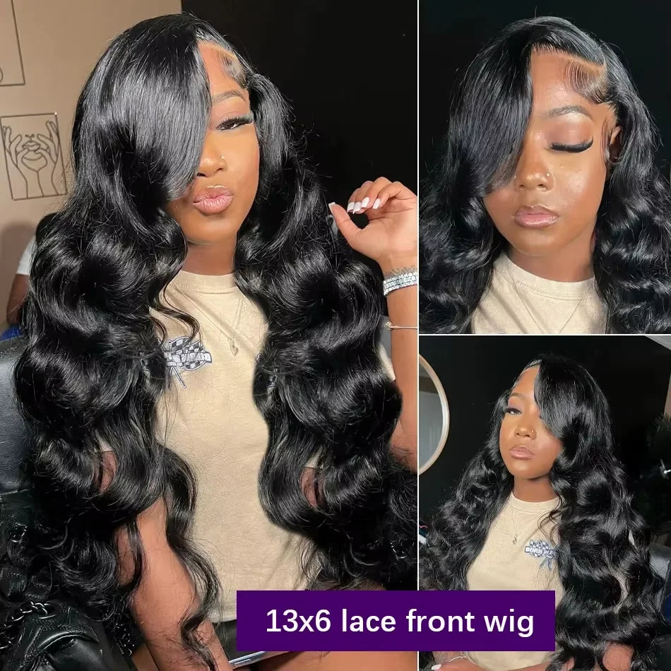 13x4 HD Lace Front Wig 300% Density Curly Body Wave Peruvian Human Hair Pre-Plucked with Baby Hair