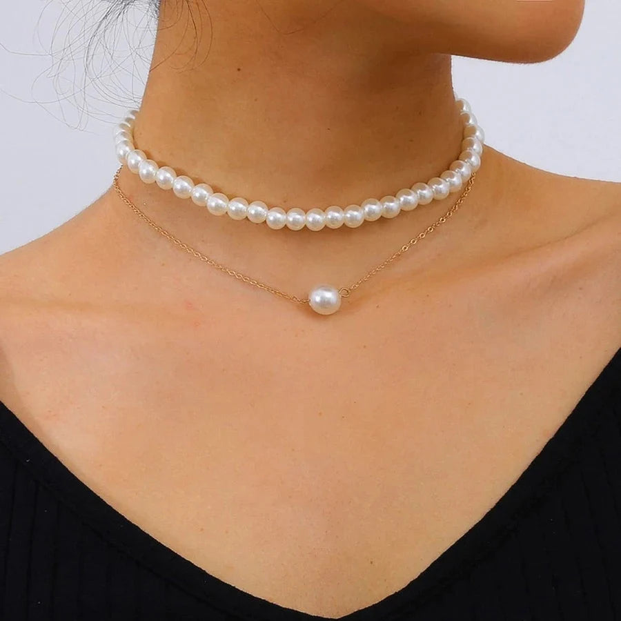Elegant Wedding Big Pearl Choker Necklace for Women