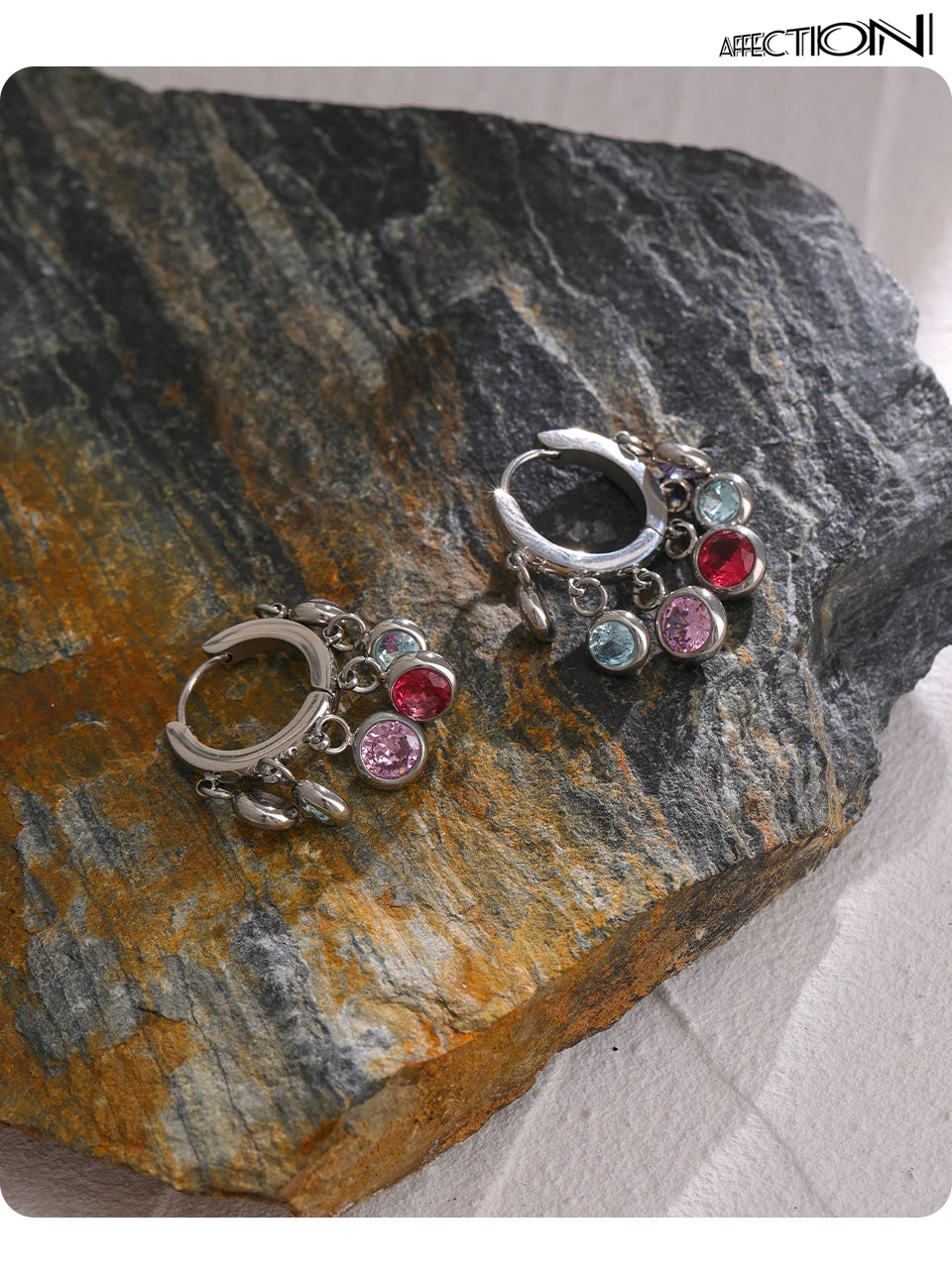Colorful Cubic Zirconia Hoop Earrings