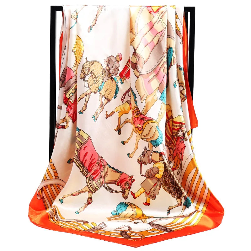 Luxury Women Silk Square Scarf Elegant Bandana Style Headscarf & Neck Wrap