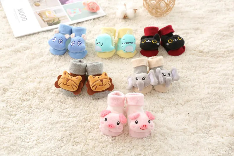 3D Cartoon Animal Baby with Bells - Non - Stop Cotton