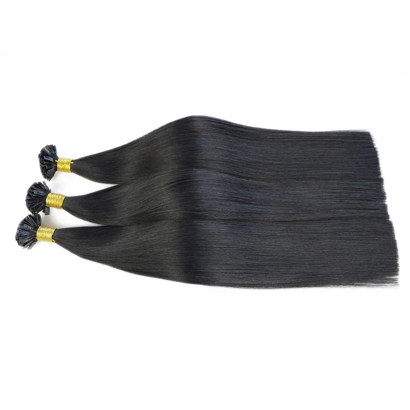 Straight Human Hair Extensions - Fusion Flat Tip Keratin Bond Natural Hair