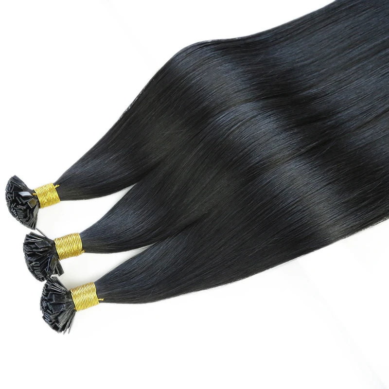 Straight Human Hair Extensions - Fusion Flat Tip Keratin Bond Natural Hair