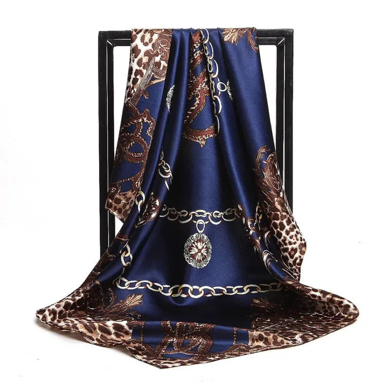 Luxury Women Silk Square Scarf Elegant Bandana Style Headscarf & Neck Wrap