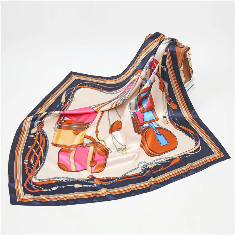 Luxury Women Silk Square Scarf Elegant Bandana Style Headscarf & Neck Wrap