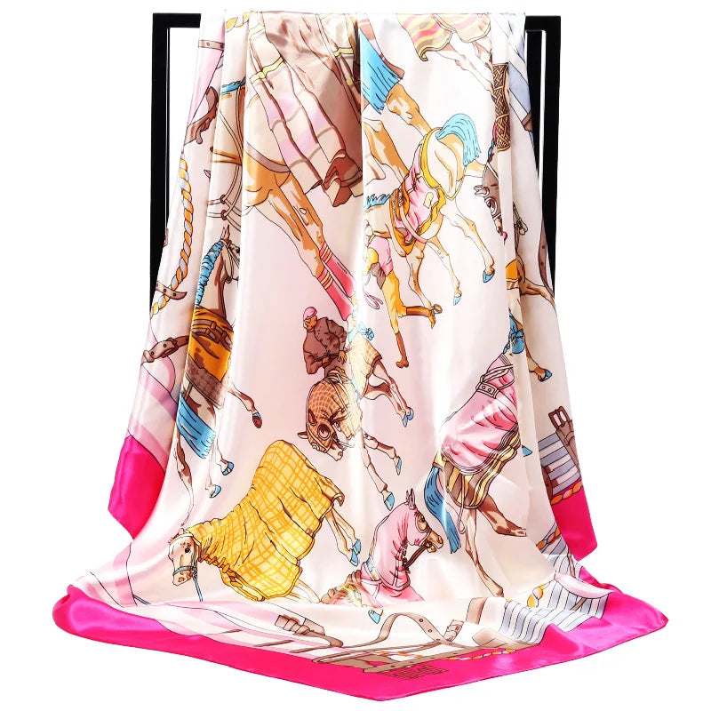 Luxury Women Silk Square Scarf Elegant Bandana Style Headscarf & Neck Wrap