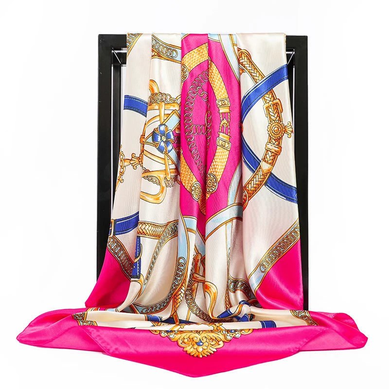 Luxury Women Silk Square Scarf Elegant Bandana Style Headscarf & Neck Wrap