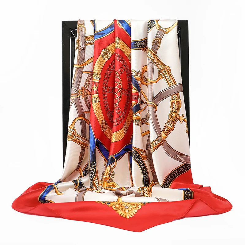 Luxury Women Silk Square Scarf Elegant Bandana Style Headscarf & Neck Wrap