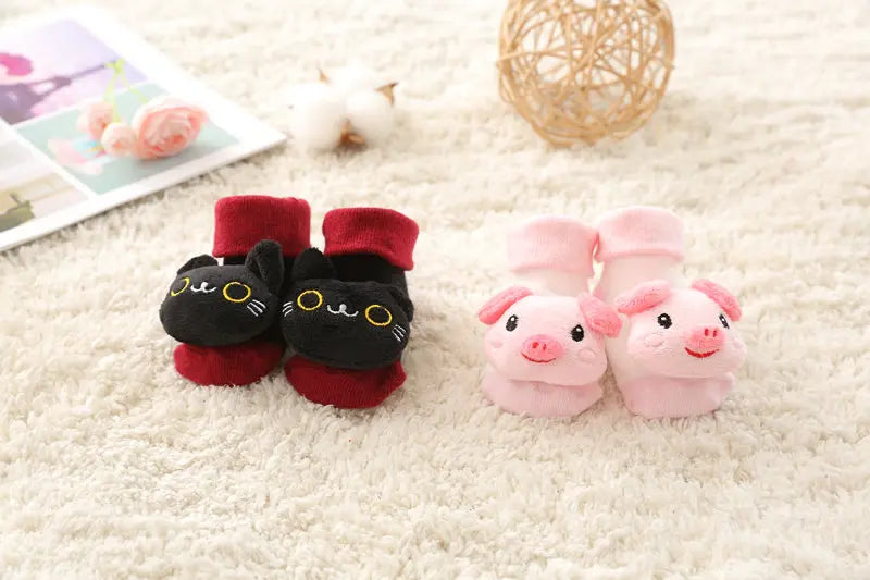3D Cartoon Animal Baby with Bells - Non - Stop Cotton